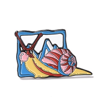 Snail Enamel Pin, Animal Alloy Badge for Backpack Clothes, Electrophoresis Black, Colorful, 23x36x1.5mm, Pin: 1.3mm