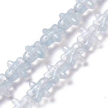 Pearl Luster Plated Electroplate Glass Beads, Ginger Man, for Christmas, Alice Blue, 15x14x7mm, Hole: 1mm, about 45pcs/strand, 24.80''~25.20''(63~64cm)