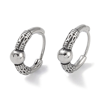 316 Surgical Stainless Steel Hoop Earrings, Ring, Antique Silver, 15x4.5mm
