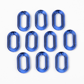 Transparent Acrylic Linking Rings, Quick Link Connectors, for Cable Chains Making, Unwelded, Oval, Blue, 27x16.5x4.5mm, Inner Diameter: 18x7.5mm
