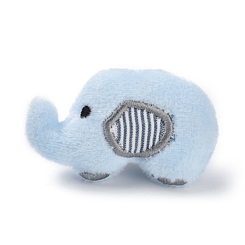 Cartoon Elephant Non Woven Fabric Brooch, PP Cotton Plush Doll Brooch for Backpack Clothes, Sky Blue, 38x62x24mm