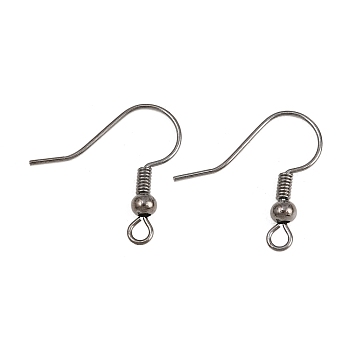 Brass Earring Hooks, Ear Wire, with Horizontal Loop, Nickel Free, Gunmetal, 17~19x16~18x0.6~0.7mm, 21~22 Gauge, Hole: 2mm