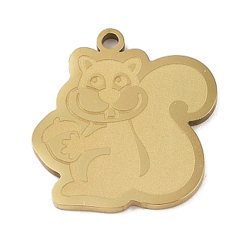 304 Stainless Steel Pendants, Squirrel Charm, Golden, 21.5x20x1.5mm, Hole: 1mm
