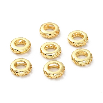 Rack Plating Brass European Beads, Large Hole Beads, Long-Lasting Plated, Cadmium Free & Lead Free, Hollow, Rondelle, Real 18K Gold Plated, 9x3mm, Hole: 5mm