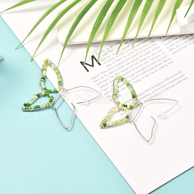 Butterfly Glass Beads Dangle Earrings for Girl Women(EJEW-JE04658-03)-2