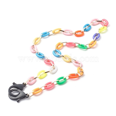 Acrylic Aluminium Cable Chain Necklaces(NJEW-JN03627)-3