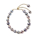 Pulsera con cuentas redondas de latón y perlas naturales teñidas(BJEW-JB09008-03)-1
