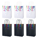 12Pcs 2 Colors Colorful Hot Stamping Heart Paper Gift Tote Bags, Shopping Bags with Handles, Rectangle, Colorful, 30x15.7x0.35cm, 6pcs/color(ABAG-TA0001-57B)