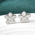 Flower 304 Stainless Steel Stud Earrings, Stainless Steel Color, 11.5x12.5mm(EJEW-G453-09P)