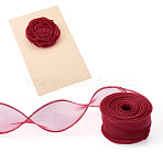 Polyester Wired Ribbon, for Bowknot, Flower, Gift Decoration, FireBrick, 1-5/8 inch(40mm), about 10.00 Yards(9.14m)/Roll(OCOR-TAC0038-10C)