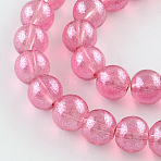 Transparent Spray Painted Glass Bead Strands, Round, Hot Pink, 4mm, Hole: 1.1~1.3mm, about 205pcs/strand, 33.2 inch(X-DGLA-R050-4mm-06)