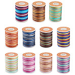 Segment Dyed Polyester Thread, Braided Cord, Mixed Color, 0.7mm, about 7m/roll, 11 colors, 1roll/color, 11rolls/set(NWIR-TA0001-03B)