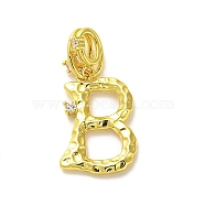 Rack Plating Brass Micro Pave Cubic Zirconia European Dangle Charms, Large Hole Letter Pendant, Real 18K Gold Plated, Long-Lasting Plated, Cadmium Free & Lead Free, Letter B, 25.5mm, Charm: 18x12x2mm, Hole: 4x2.5mm(KK-L210-015G-B)