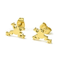 Cute Little Animal Theme 304 Stainless Steel Stud Earrings, Frog, 8.5x10mm(EJEW-B041-02H-G)