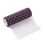 Polka Dot Deco Mesh Ribbons, Tulle Fabric, Tulle Roll Spool Fabric For Skirt Making, Deep Pink, 6 inch(15cm), about 10yards/roll(9.144m/roll)(OCOR-I005-F02)