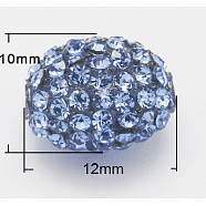Resin Rhinestone Beads, Oval, Cornflower Blue, 12x10mm, Hole: 1.5mm(RESI-Q018-9)