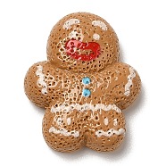 Christmas Theme Opaque Resin Cabochons, Cartoon Christmas Cabochons, Gingerbread Man, 26x21x7.5mm(RESI-R441-06)