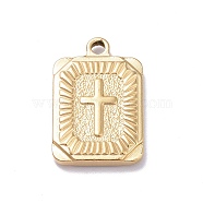 Ion Plating(IP) 304 Stainless Steel Pendants, Rectangle with Cross Charms, Golden, 23.9x15.6x3.3mm, Hole: 2.2mm(STAS-E187-04G)