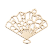 Long-Lasting Plated Brass Pendants, Hollow Fan, Light Gold, 13.5x15.5x0.3mm, Hole: 1mm(KK-K336-57KCG)