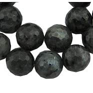 Natural Larvikite Beads Strands, Faceted(128 Facets) Round, about 12mm in diameter, hole: 1mm, 33 pcs/strand, 15 inch(X-G868-102)