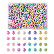 PandaHall Jewelry 800Pcs 8 Colors Opaque Acrylic Beads, AB Color Plated, Faceted, Round, Mixed Color, 6x5.5mm, Hole: 1.5mm, 100pcs/color(MACR-PJ0001-05)