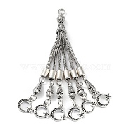 Tibetan Style Alloy Curb Chain Tassel Big Pendants, Moon with Star, Antique Silver, 100x9mm, Hole: 5mm(FIND-K013-01AS-05)