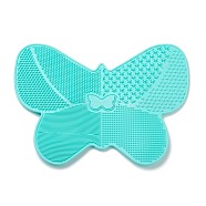 Silicone Makeup Cleaning Brush Scrubber Mat Portable Washing Tool, with Suction Cup, Butterfly Shape, for Men and Women by Dylonic, Cyan, 17.5x23x0.8cm(MRMJ-H002-02D)
