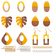 Olycraft DIY Dangle Earring Making Kits, Including Resin & Walnut Wood Pendants, Brass Earring Hooks, Brass Jump Rings, Mixed Shapes, Golden & Silver, Pendants: 12pcs/box(DIY-OC0005-34)
