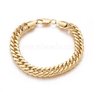 304 Stainless Steel Wheat Chain Bracelets, with Bayonet Clasps, Golden, 9-1/4 inch(23.4cm), 10mm(BJEW-L665-07G)
