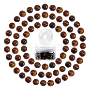 DIY Stretch Bracelets Making Kits, include Natural Tiger Eye Round Beads, Elastic Crystal Thread, Beads: 10~10.5mm, Hole: 1~1.2mm, 100pcs(DIY-SC0012-74E)