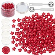 CRASPIRE Sealing Wax Particles Kits for Retro Seal Stamp, with Stainless Steel Spoon, Candle, Plastic Empty Containers, Dark Red, 9mm, 200pcs(DIY-CP0003-54L)