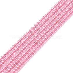 Transparent Glass Beads Strands, Faceted, Round, Pink, 2mm, Hole: 0.6mm, about 182~201pcs/strand, 14.57~15.24 inch((37~38.7cm)(GLAA-C019-01A-19)