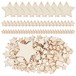 ARRICRAFT Unfinished Natural Wood Pendants, Laser Cut Wood Shapes, Star, Wheat, 110pcs(WOOD-AR0001-08)