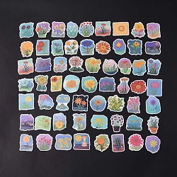 60Pcs PVC Plants PVC Waterproof Stickers Set, Adhesive Label Stickers, for Water Bottles, Laptop, Luggage, Cup, Computer, Mobile Phone, Skateboard, Guitar, Mixed Color, 40~50x30~50x0.1mm(STIC-C003-12)