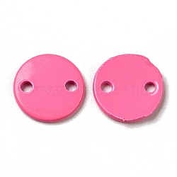 Spray Painted 201 Stainless Steel Connector Charms, Flat Round, Hot Pink, 8x1mm, Hole: 1.2mm(STAS-G304-23A)
