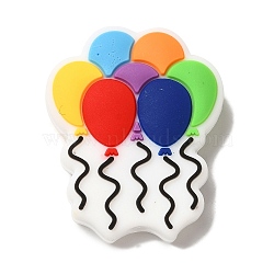 Birthday Theme Silicone Beads, Colorful, Balloon, 30.5x24.5x7.5mm, Hole: 2mm(SIL-S006-03C)