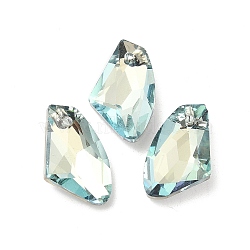 Electroplated Glass Pendants, Back Plated, Faceted, Polygon, Light Blue, 19x11x5mm, Hole: 1.2mm(EGLA-M029-04-04)