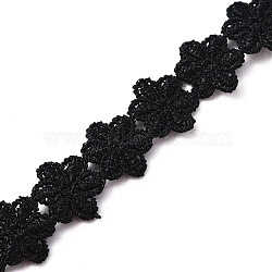 Embroidery Ancient Hanfu Polyester Lace Trim, Flower, Black, 1/2 inch(13mm)(OCOR-WH0067-26)