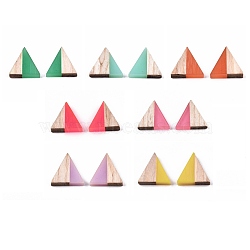 Translucent Resin & Wood Cabochons, Triangle, Mixed Color, 15x14.5x3mm(CRES-N028-001A-A)