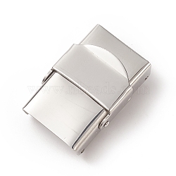 Rectangle 201 Stainless Steel Watch Band Clasps, Stainless Steel Color, 25x17x9mm, Hole: 4x14mm(STAS-F067-01)