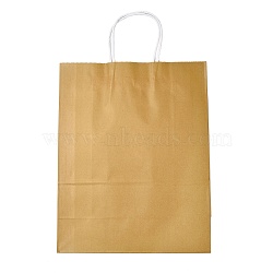 Pure Color Kraft Paper Bags, Gift Bags, Shopping Bags, with Paper Twine Handles, Rectangle, Goldenrod, 33x26x12cm(AJEW-G020-D-06)