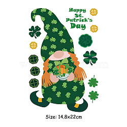 Saint Patrick's Day Theme PET Sublimation Stickers, Heat Transfer Film, Iron on Vinyls, for Clothes Decoration, Gnome, 220x226mm(PW-WG34539-16)