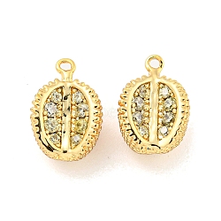 Brass Micro Pave Cubic Zirconia Pendants, Real 18K Gold Plated, Clear, Durian, 12x8x6mm, Hole: 1mm(KK-K369-01G-02)