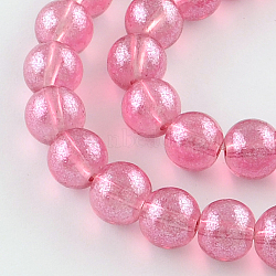 Transparent Spray Painted Glass Bead Strands, Round, Hot Pink, 4mm, Hole: 1.1~1.3mm, about 205pcs/strand, 33.2 inch(X-DGLA-R050-4mm-06)