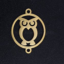 201 Stainless Steel Links connectors, Circle with Owl, For Halloween, Golden, 19.5x15x1mm, Hole: 1.4mm(STAS-S105-JN394-2)