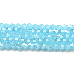 Imitation Jade Electroplate Glass Beads Strands, AB Color Plated, Faceted, Bicone, Deep Sky Blue, 4x4mm, Hole: 0.8mm, about 82~85pcs/strand, 30.5~31cm(GLAA-F029-J4mm-A03)