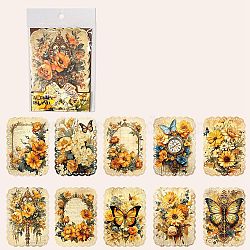 20Pcs 10 Styles Flower Butterfly Scrapbooking Paper Pads, for Scrapbooking, Travel Diary Craft, Gold, Packing: 177x115x3mm, 2pcs/style(PW-WG68936-03)