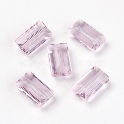 K9 Glass, Imitation Austrian Crystal Beads, Grade AAA, Faceted, Rectangle, Pearl Pink, 10x15.5x7mm, Hole: 0.9~1mm(SWAR-F081-10x16mm-03)