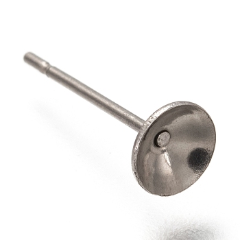 304 Stainless Steel Stud Earring Settings, for Pointed Back Xilion Rivoli Rhinestone, Stainless Steel Color, 13.5x5mm, Inner Diameter: 4.5mm, Pin: 0.8mm