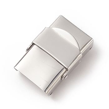 Rectangle 201 Stainless Steel Watch Band Clasps, Stainless Steel Color, 25x17x9mm, Hole: 4x14mm